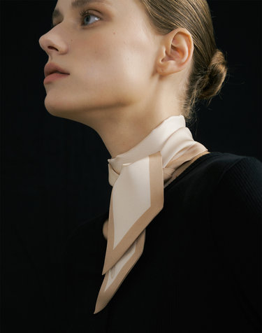 Long Twilly Silk Scarf - Latte/Beige