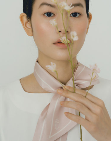 Long Twilly Silk Scarf - Pale Blush