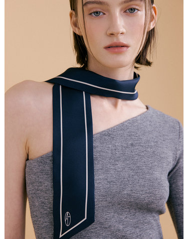 Long Twilly Silk Scarf - Navy