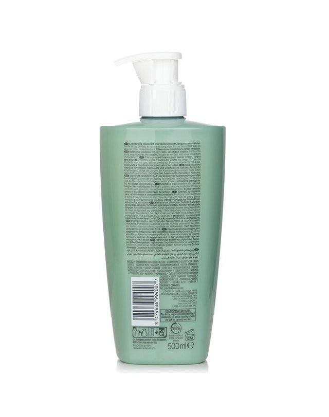 케라스타즈 케라스타즈 스페시피크 특정 베인 2가 밸런싱 샴푸 지성 뿌리, 민감성 길이용 500ml 착용컷