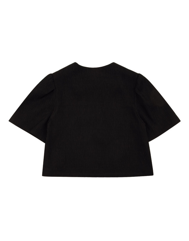 빈 BX22BL02BK 블랙 요루지 자켓 블라우스 착용컷