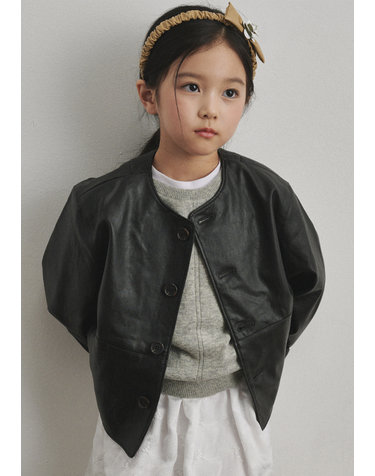 BA51JK02BK 블랙 에코레더 노카라 자켓