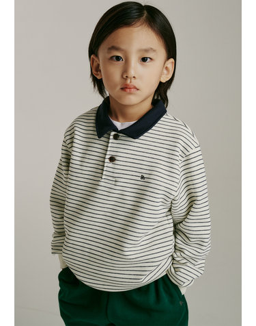 BA57TS10IV 아이보리 스트라이프 카라 티셔츠