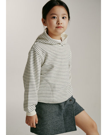 BA57TS02IV 아이보리 스트라이프 후드 티셔츠