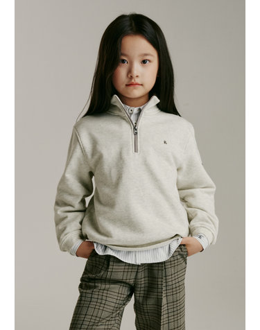 BA57TS03IV 아이보리 멜란지 퍼넬넥 오픈 티셔츠
