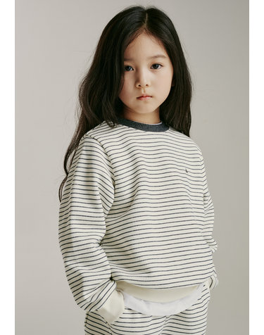 BA57TS08IV 아이보리 스트라이프 맨투맨 티셔츠