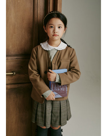 BA53JK02BG 베이지 레이어드 노카라 자켓