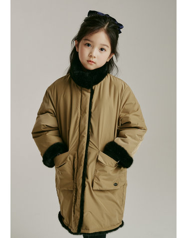 빈 BA62CT01BG 베이지 블랙퍼 리버시블 점퍼코트
