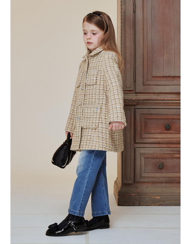 빈 BA12CT03BG 베이지 트위드 코트 자켓 착용컷