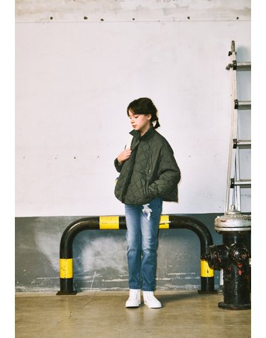 AYA2JP01KK 카키 크롭 셔츠 웰론 퀼팅 점퍼