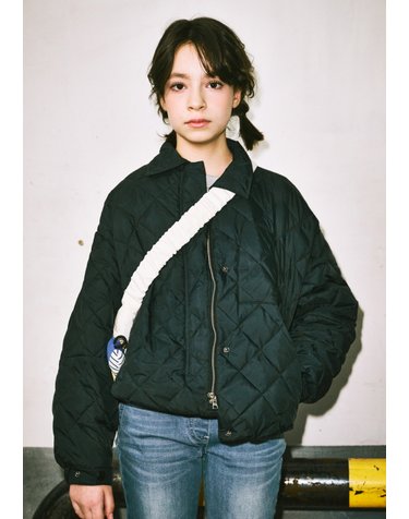 AYA2JP02NV 네이비 크롭 셔츠 웰론 퀼팅 점퍼