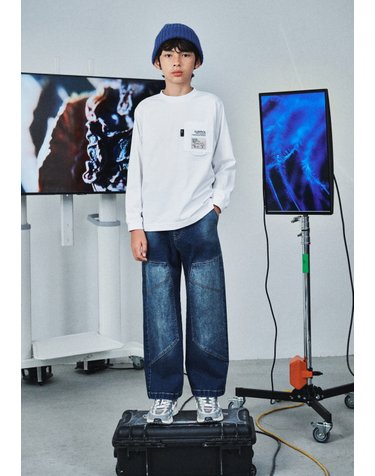 블루테일 AYG3PT02NV 데님 더티워싱 팬츠