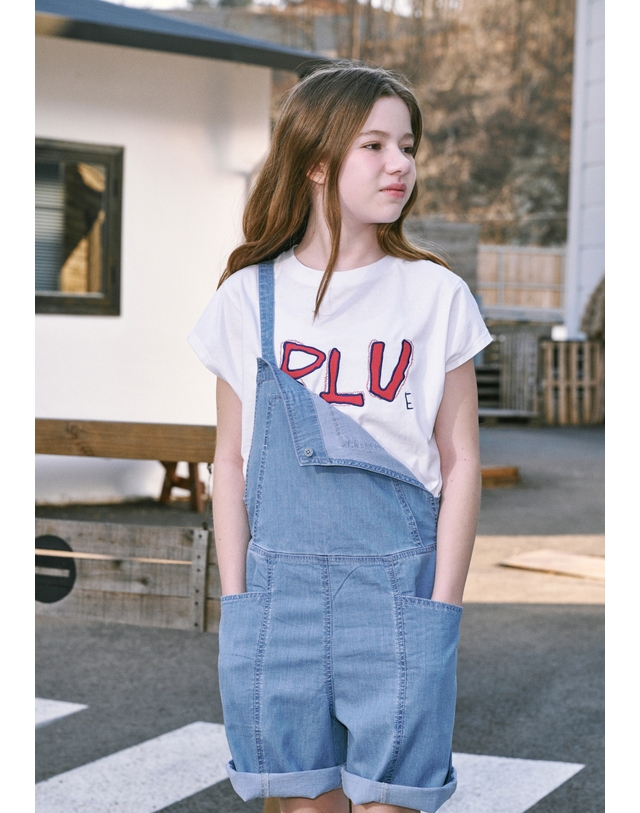 블루테일 AYC2ZP01SB 스노우워싱 스카이블루 데님 점퍼팬츠 착용컷