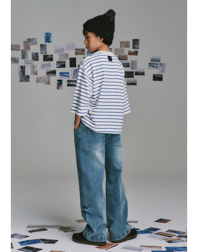블루테일 AZG1PT01SB 스카이 블루 데님 팬츠 착용컷