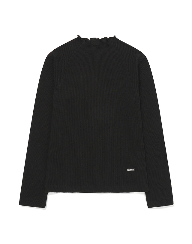 블루테일 AZI4TS02BK 프릴 블랙 골지 티셔츠 착용컷