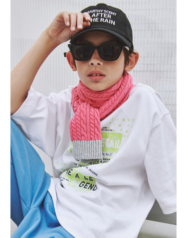 AXG4AM01PK 꽈배기 패턴 핑크 니트 머플러