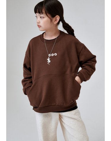 AAG8TS03BN 브라운 절개 포켓 맨투맨