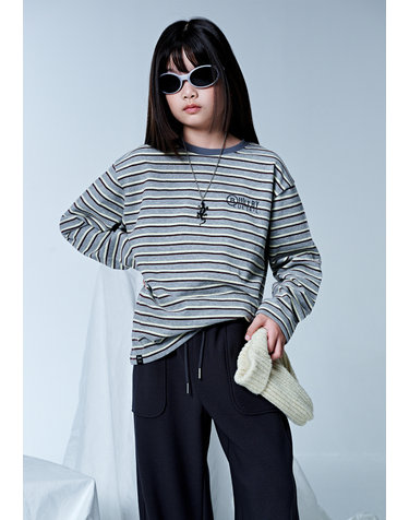 블루테일 AAH1TS01MG 멜란지그레이 스트라이프 티셔츠
