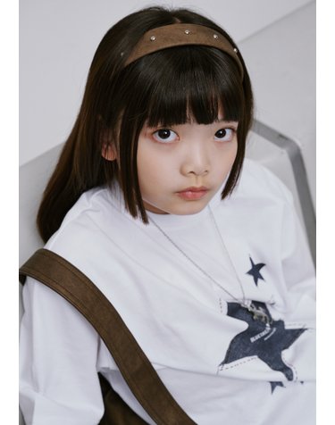 AAG2AX01BN 브라운 레더 스터드 헤어 밴드