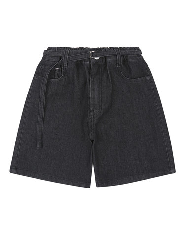AZB2PT02BK 블랙 데님 벨트 쇼츠