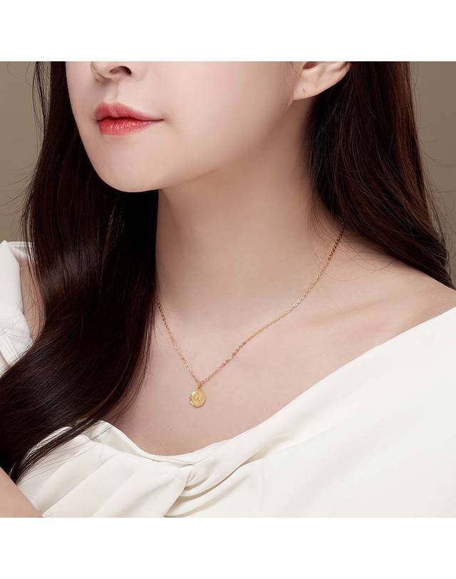한국금다이아몬드거래소 [한국금다이아몬드] 여자 순금 목걸이 엘리자베스 코인 24K 3.75g 18K장식 착용컷
