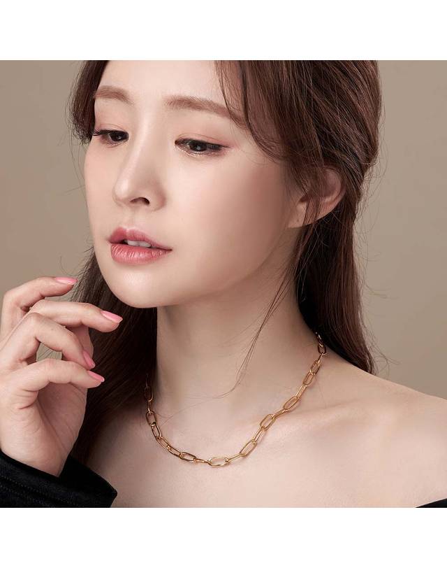 한국금다이아몬드거래소 [한국금다이아몬드] 여자 순금 목걸이 체인 할로우 24K 18.75g 18K장식 착용컷
