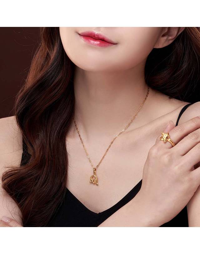 한국금다이아몬드거래소 [한국금다이아몬드] 여자 순금 목걸이 체인 루비 여우 24K 11.25g 18K장식 착용컷