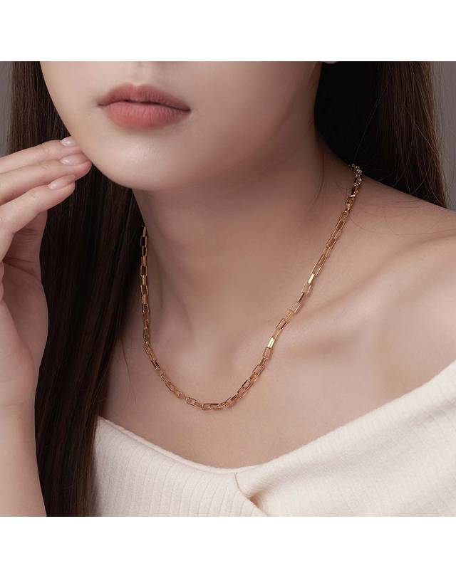 한국금다이아몬드거래소 [한국금다이아몬드] 여자 순금 목걸이 체인 큐브 24K 18.75g 18K장식 착용컷