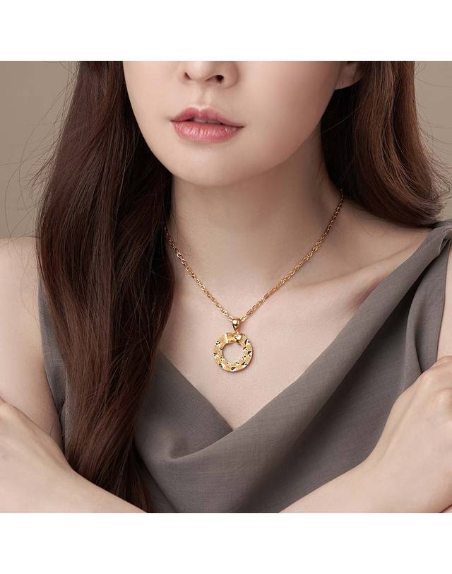 한국금다이아몬드거래소 [한국금다이아몬드] 여자 순금 목걸이 체인 체크 링 24K 15g 18K장식 착용컷