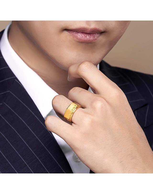한국금다이아몬드거래소 [한국금다이아몬드] 남자 순금 반지 로마자 무광 24K 11.25g 애끼 검지 착용컷