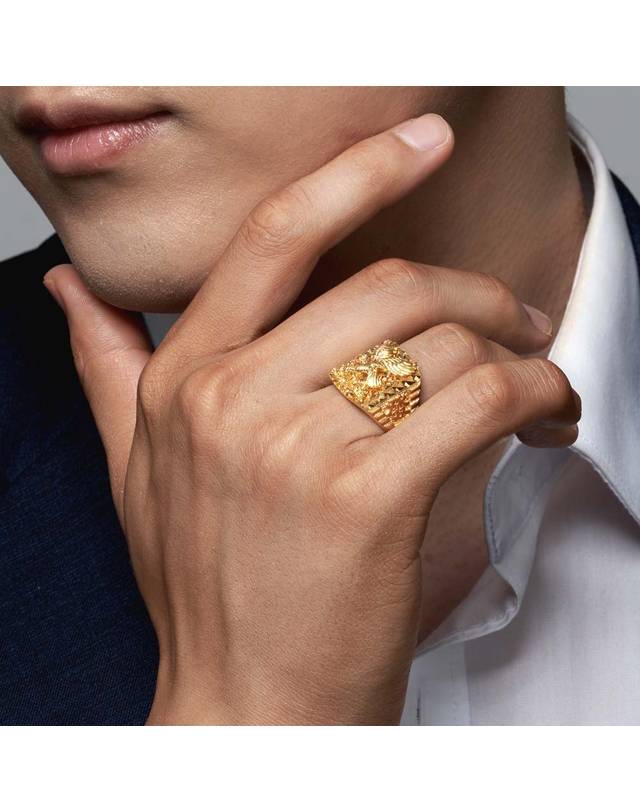 한국금다이아몬드거래소 [한국금다이아몬드] 남자 순금 반지 독수리 컷팅 스퀘어 24K 18.75g 애끼 착용컷