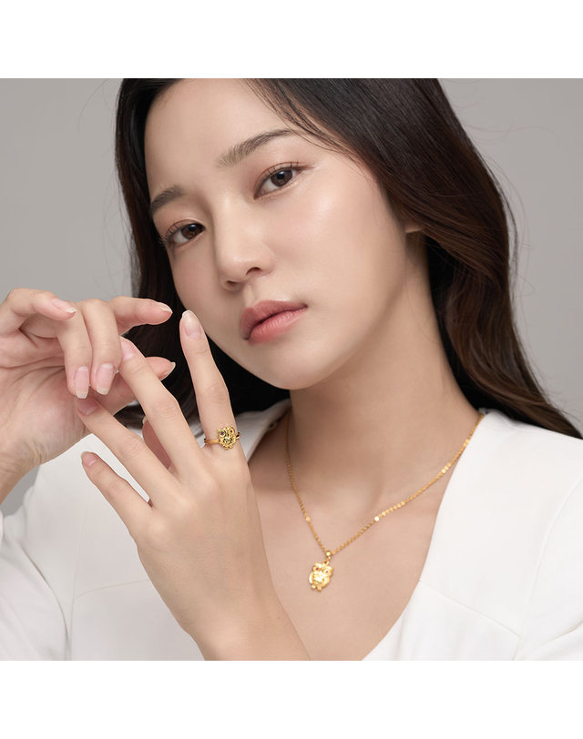 한국금다이아몬드거래소 [한국금다이아몬드] 여자 순금 반지 하트 컷팅 부엉이 24K 3.75g 애끼 착용컷