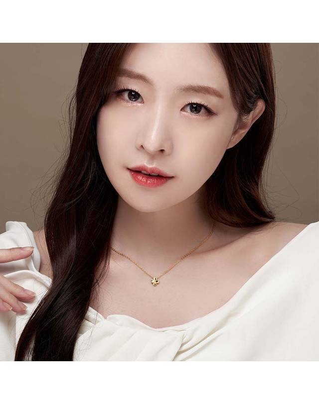 한국금다이아몬드거래소 [한국금다이아몬드] 여자 순금 목걸이 크로바 샌딩 컷 24K 3.75g 18K장식 착용컷