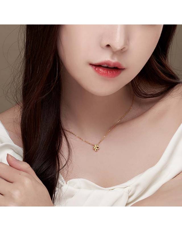 한국금다이아몬드거래소 [한국금다이아몬드] 여자 순금 목걸이 크로바 샌딩 컷 24K 3.75g 18K장식 착용컷