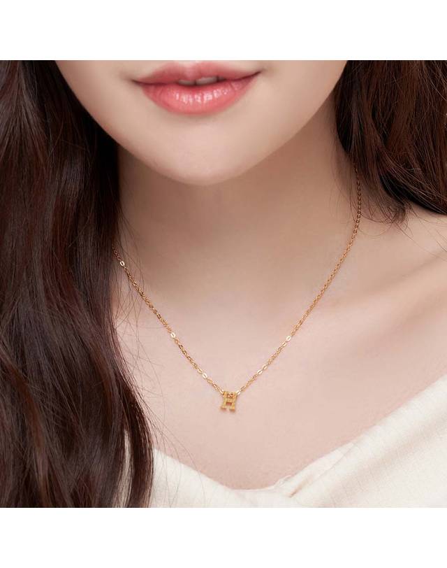 한국금다이아몬드거래소 [한국금다이아몬드] 여자 순금 목걸이 체인 엘르 24K 3.75g 18K장식 착용컷
