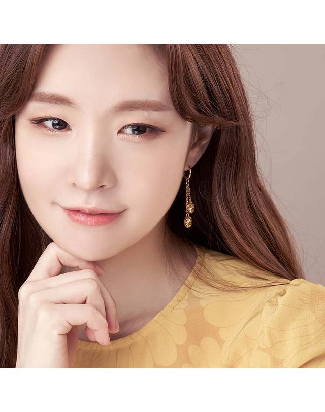 한국금다이아몬드거래소 [한국금다이아몬드] 여자 순금 원터치 귀걸이 트윈 컷팅 24K 3.75g 18k링 착용컷
