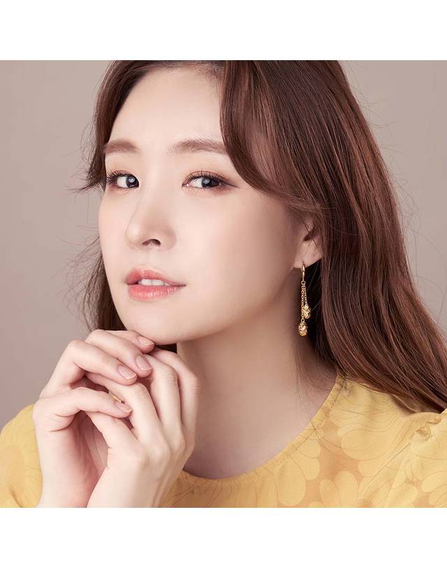 한국금다이아몬드거래소 [한국금다이아몬드] 여자 순금 원터치 귀걸이 트윈 컷팅 24K 3.75g 18k링 착용컷