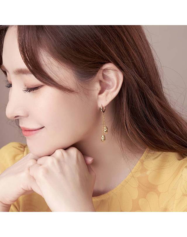 한국금다이아몬드거래소 [한국금다이아몬드] 여자 순금 원터치 귀걸이 트윈 컷팅 24K 3.75g 18k링 착용컷