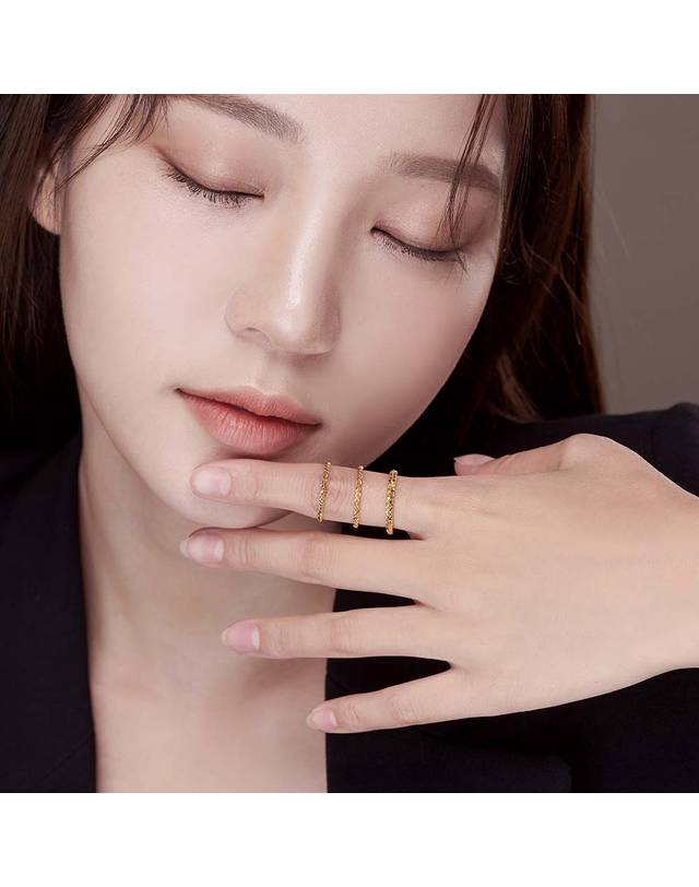 한국금다이아몬드거래소 [한국금다이아몬드] 여자 순금 실반지 다이아 컷팅 24K 0.75g 애끼 검지 착용컷