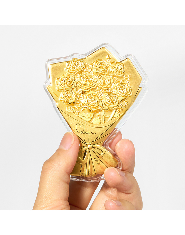 한국금다이아몬드거래소 [한국금다이아몬드] 순금 선물 꽃다발 골드바 24K 0.2G 착용컷