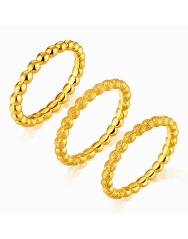[한국금다이아몬드] 순금 유광 샌딩 글리터 볼 반지 24K 3.75g 3종 택 1