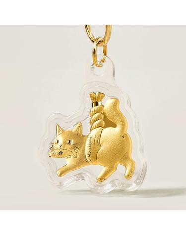 [한국금다이아몬드] 순금 선물 고양이 액막이 골드바 키링 24K 0.02g