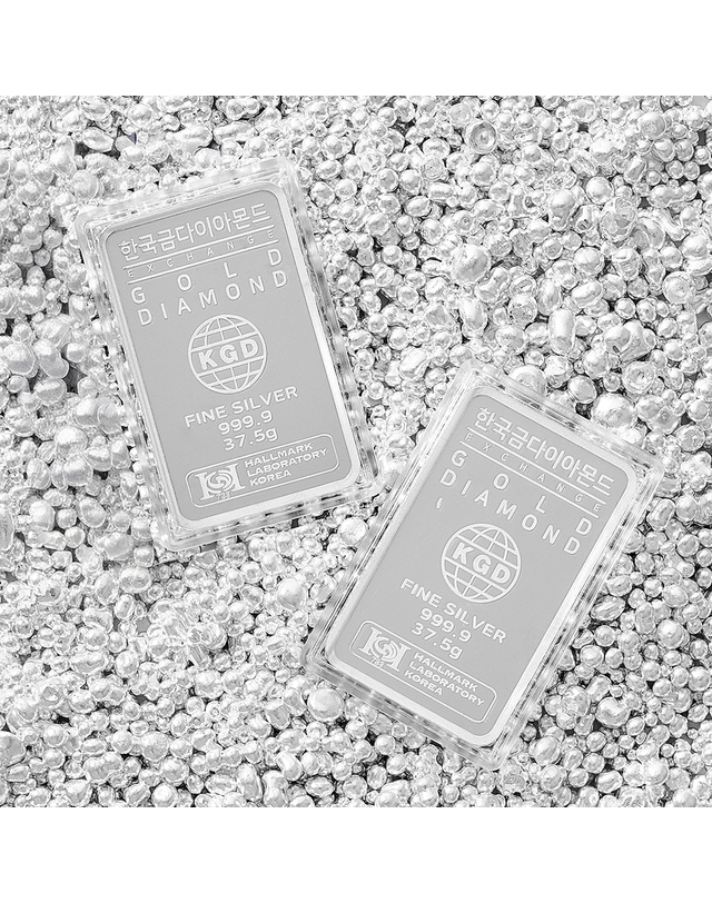 한국금다이아몬드거래소 [한국금다이아몬드] 실버바 AG 37.5g 999.9 은투자 은시세 착용컷