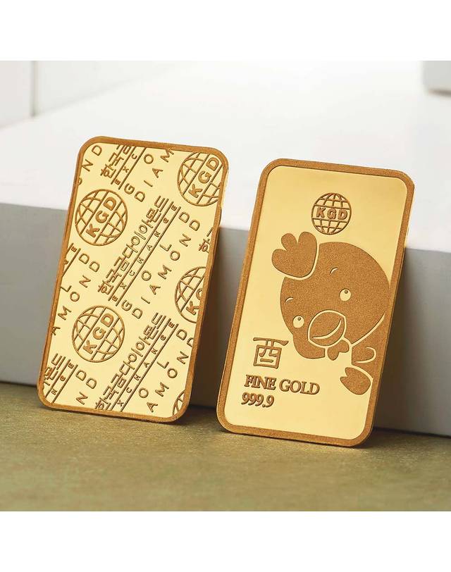 한국금다이아몬드거래소 [한국금다이아몬드] 순금 닭 골드바 24K 3.75g 999.9 금시세 착용컷