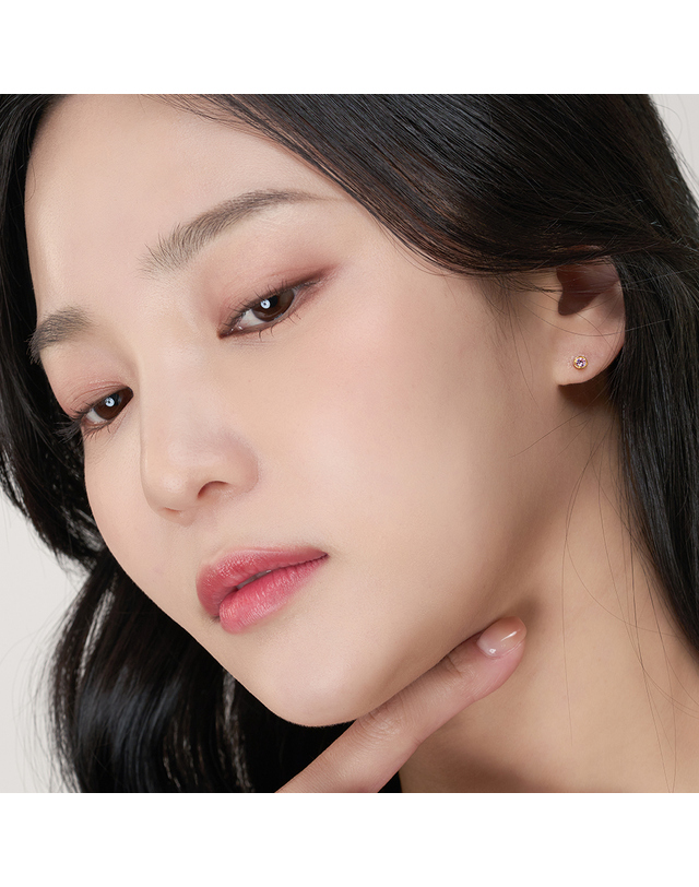 한국금다이아몬드거래소 [한국금다이아몬드] 여자 순금 한쪽 침 귀걸이 베젤 4종 택 1 24K 착용컷