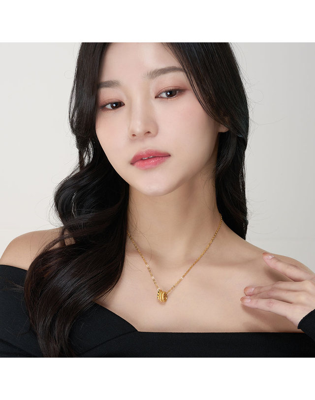 한국금다이아몬드거래소 [한국금다이아몬드] 여자 순금 링 목걸이 분리형 24K 11.25g 18K장식 착용컷