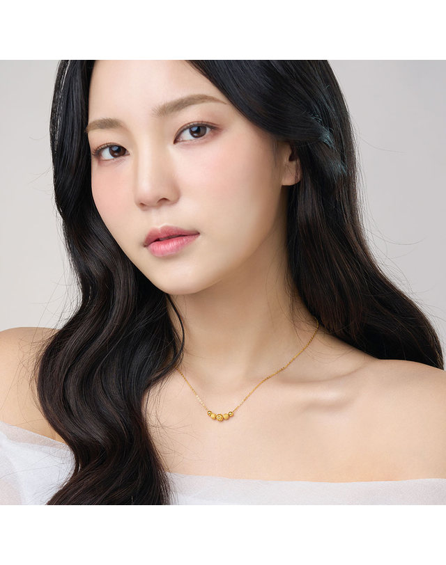 한국금다이아몬드거래소 [한국금다이아몬드] 여자 순금 목걸이 볼 링 체인 24K 3.75g 18K장식 착용컷