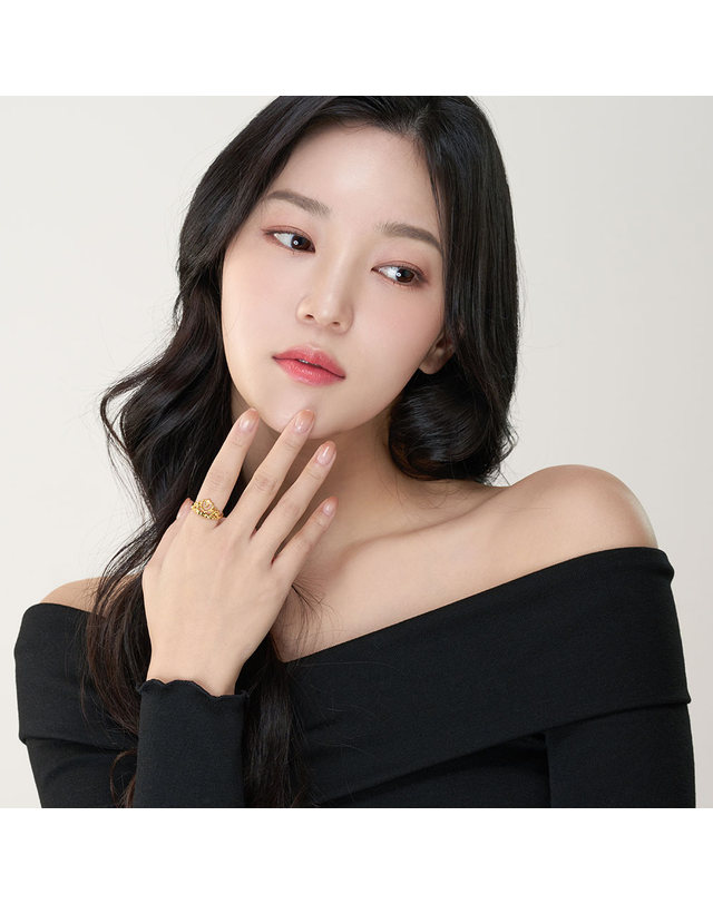 한국금다이아몬드거래소 [한국금다이아몬드] 여자 순금 반지 티아라 왕관 하트 24K 3.75g 애끼 착용컷
