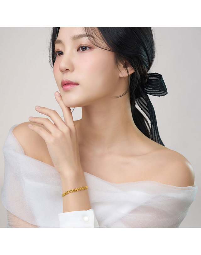 한국금다이아몬드거래소 [한국금다이아몬드] 여자 순금 팔찌 볼 테슬 체인 24K 11.25g 18K장식 착용컷