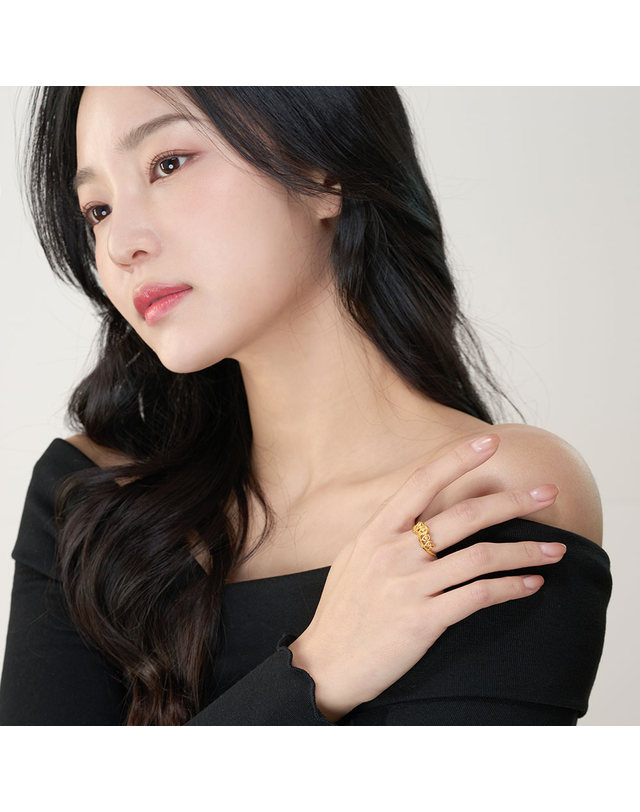 한국금다이아몬드거래소 [한국금다이아몬드] 여자 순금 반지 티아라 왕관 물방울 24K 3.75g 애끼 착용컷